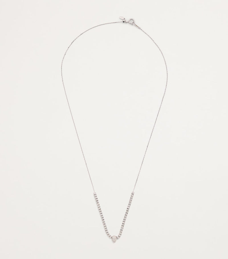 Persée white gold diamond pear tennis necklace, imported from the UK