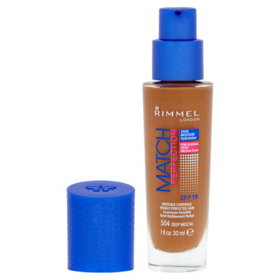 Rimmel Match Perfection Foundation 504 Deep Mocha 30ml, importiert aus dem Vereinigten Königreich