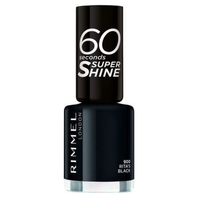 Rimmel London nail polish Rita's Black 8ml, imported from the UK