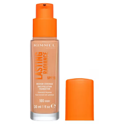 Rimmel London Lasting Radiance Foundation 100 Ivory 30ml, imported from the UK