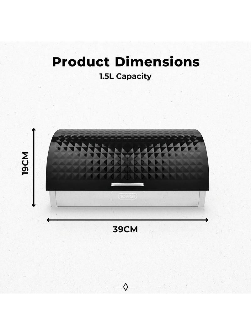 Tower Black Solitaire bread bin, imported from the UK