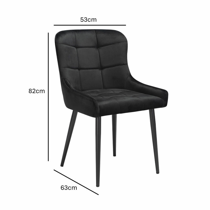 Indus Valley Kia black velvet dining chair 2 pack (British brand)