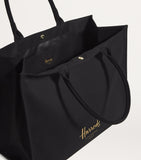 Harrods large cotton logo tote bag with magnetic fastening, UK version