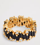 Suzanne Kalan gold diamond black sapphire eternity ring, imported from the UK