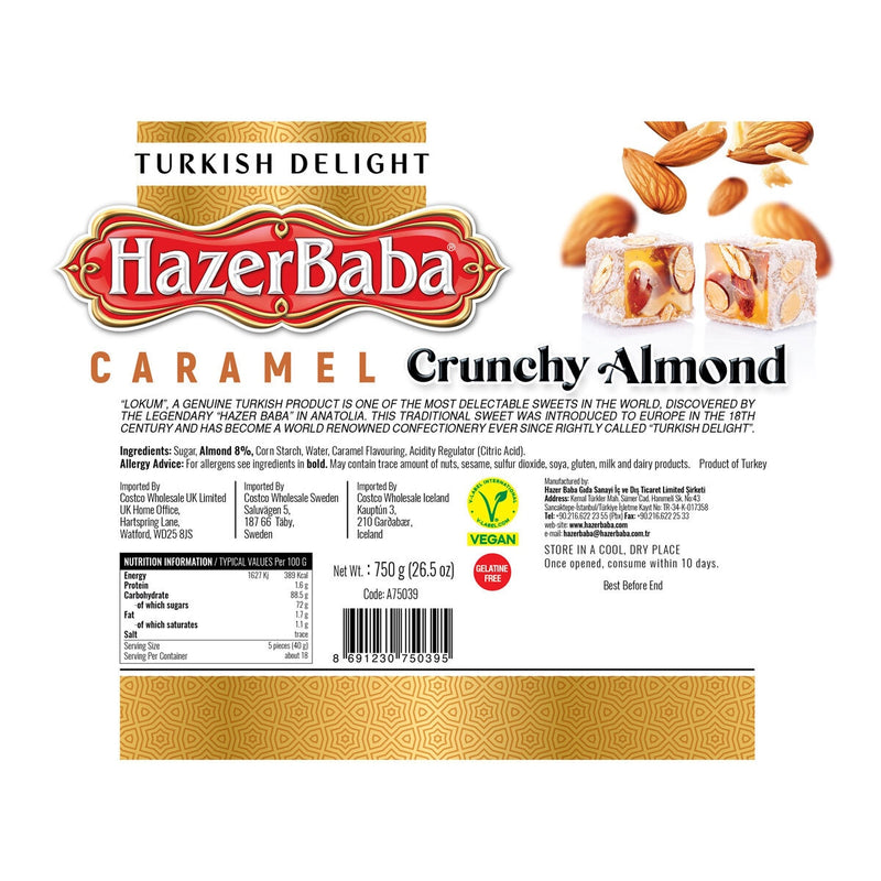 HazerBaba Turkish Delight caramel and almond 750g, UK version