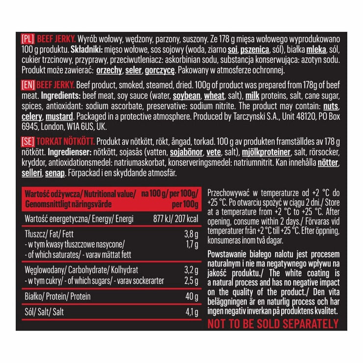 Tarczynski Protein Beef Jerky 8 x 40g (British brand)