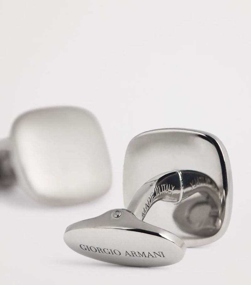 Giorgio Armani round sterling silver cufflinks, imported from the UK