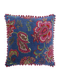 Riva Paoletti smoke blue paisley cushion with pompoms (British brand)