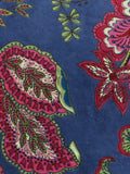 Riva Paoletti smoke blue paisley cushion with pompoms (British brand)