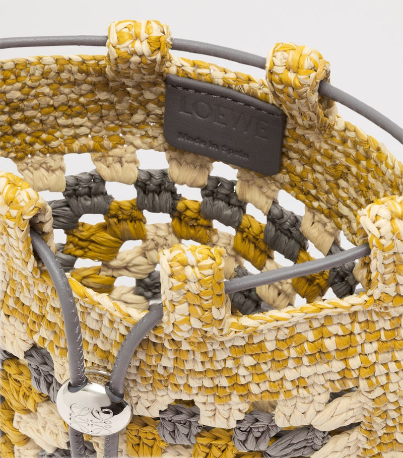 LOEWE x Paula's Ibiza crochet logo bag in raffia and calfskin (British brand)