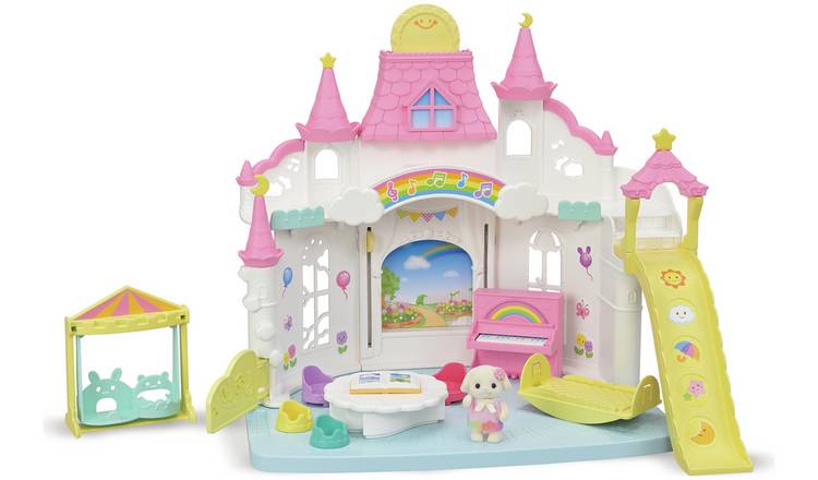 Sylvanian Families Sunny Castle Nursery Set with Flora Rabbit Baby (British brand)