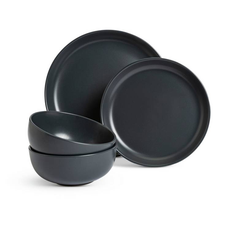 Habitat matte glaze stoneware dinner set in charcoal, imported from the UK