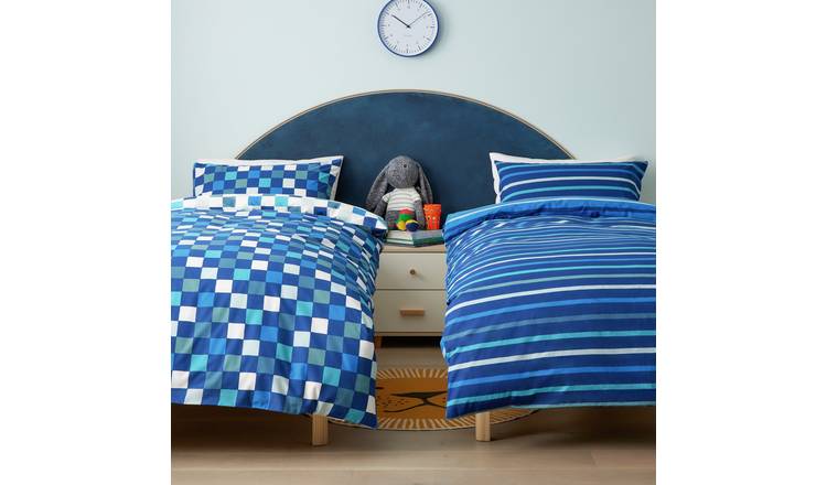 Habitat kids bedding set blue check twin pack single UK version