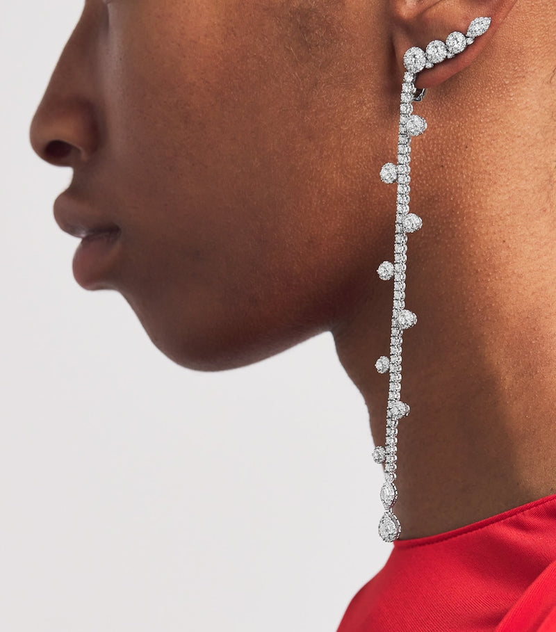 Yeprem white gold and diamond drop earrings (British brand)