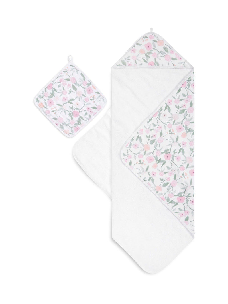 aden + anais pink muslin hooded towel set (British brand)