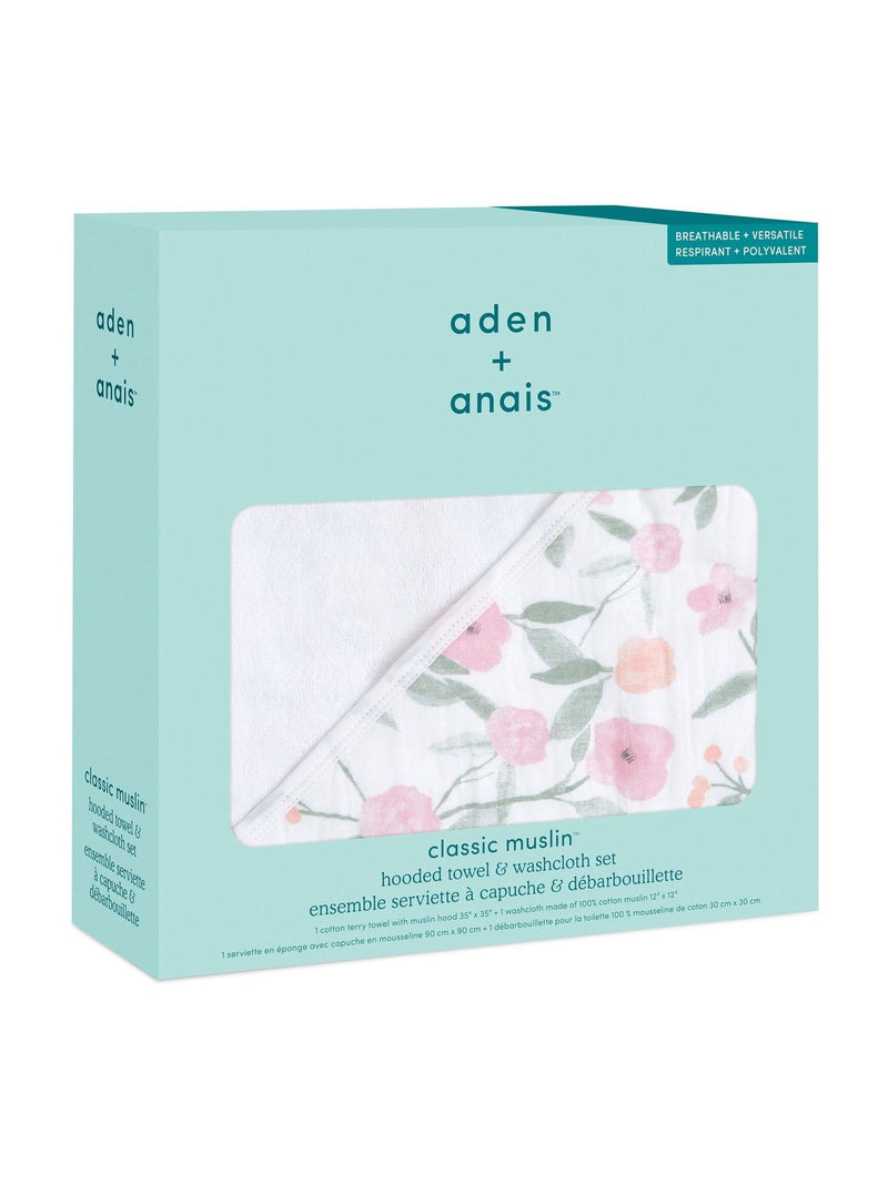 aden + anais pink muslin hooded towel set (British brand)