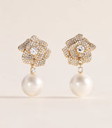 Harrods Self-Portrait Crystal and Faux Pearl Flower Earrings- Buy online at McGrocer