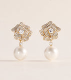 Self-Portrait crystal and faux pearl flower earrings - British product