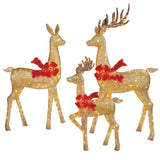 Gold deer family set of three with LED lights UK version