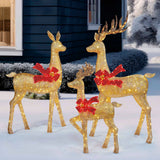 Costco UK Gold Deer Family Set of 3 with LED Lights, 6ft (1.8m) Tall- Buy online at McGrocer