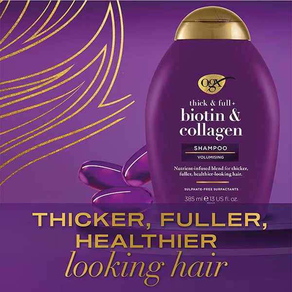OGX Thick Full Biotin Collagen Shampoo 385ml, imported from the UK