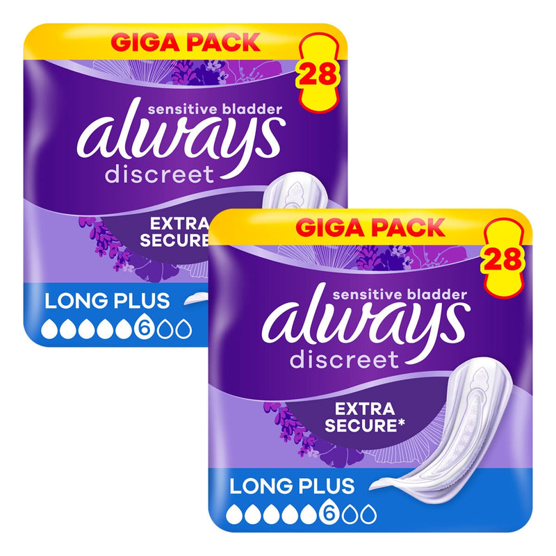 Always Discreet Long Plus Pads 2 x 28 pack (British brand)