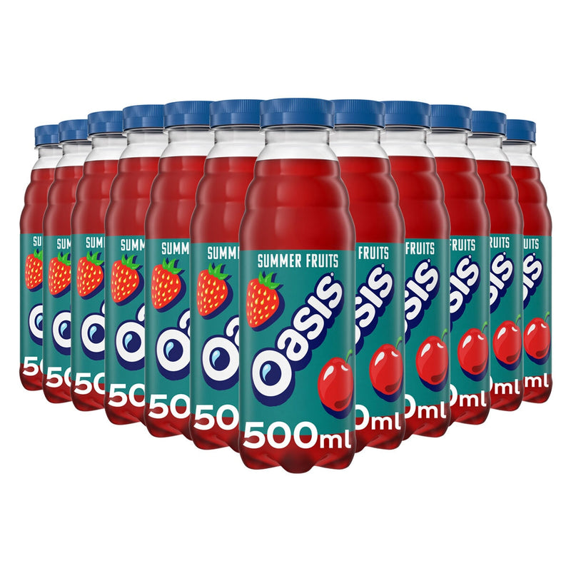 Oasis Summer Fruits juice drink 12 x 500ml, imported from the UK