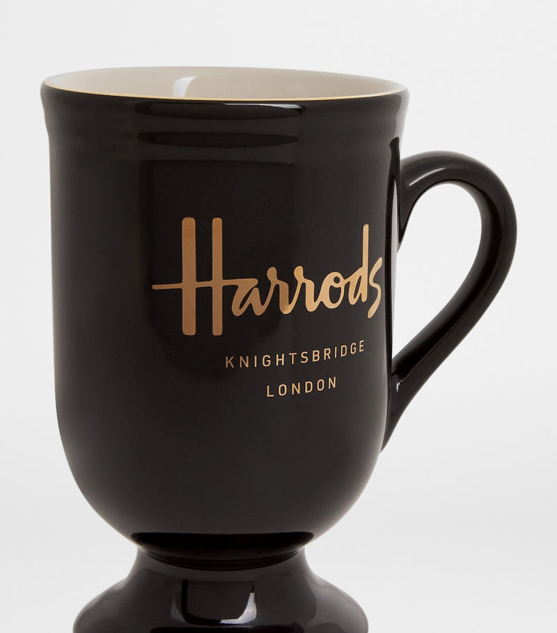 Harrods pedestal mug with gold-trimmed base and logo, 284ml capacity - British product