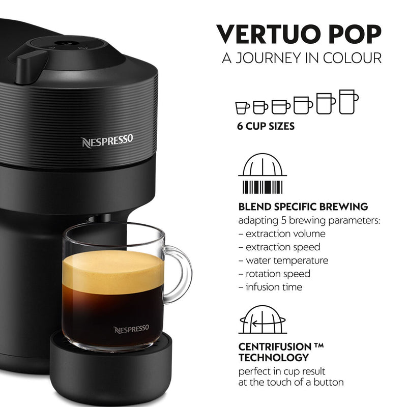 Nespresso De'Longhi Vertuo Pop coffee machine black (British brand)