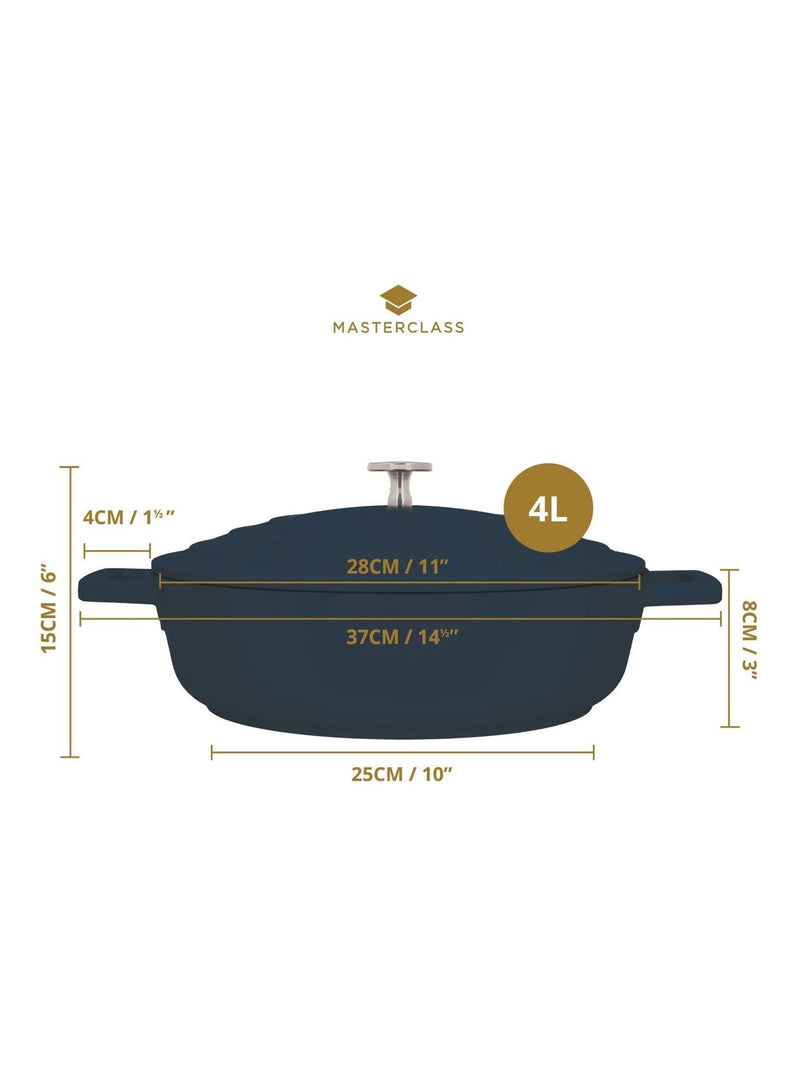 Masterclass Grey 4L Shallow Casserole Dish, imported from the UK