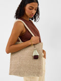 Accessorize Gold Stripe Woven Beach Bag - British product