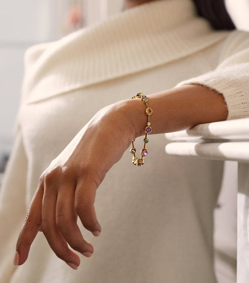 Boodles Raindance bracelet yellow gold multicoloured gemstones, UK version