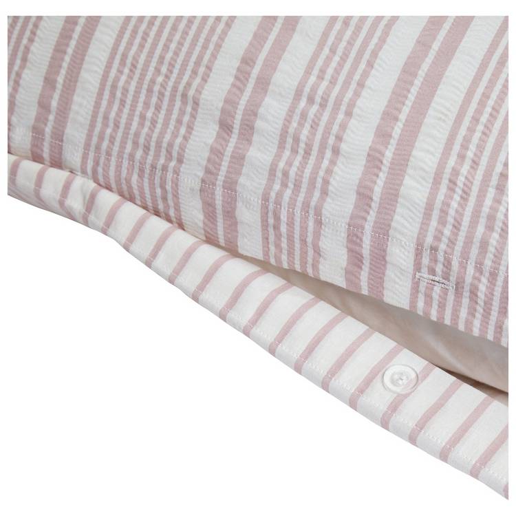 Argos Home striped seersucker pink bedding set single (British brand)