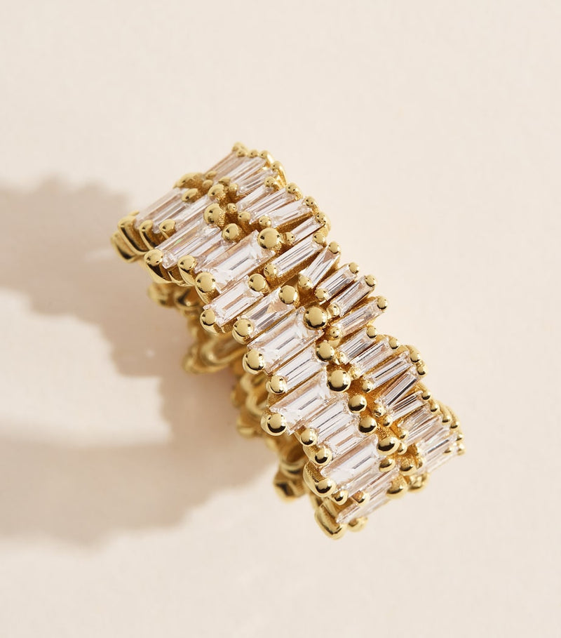 Suzanne Kalan baguette diamond ring Short Stack size 6.5 (British brand)
