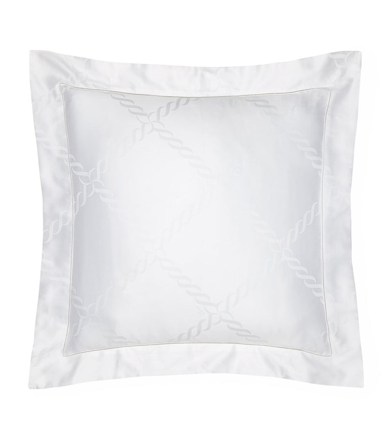 Pratesi square pillowcase with braid design 65cm x 65cm, imported from the UK