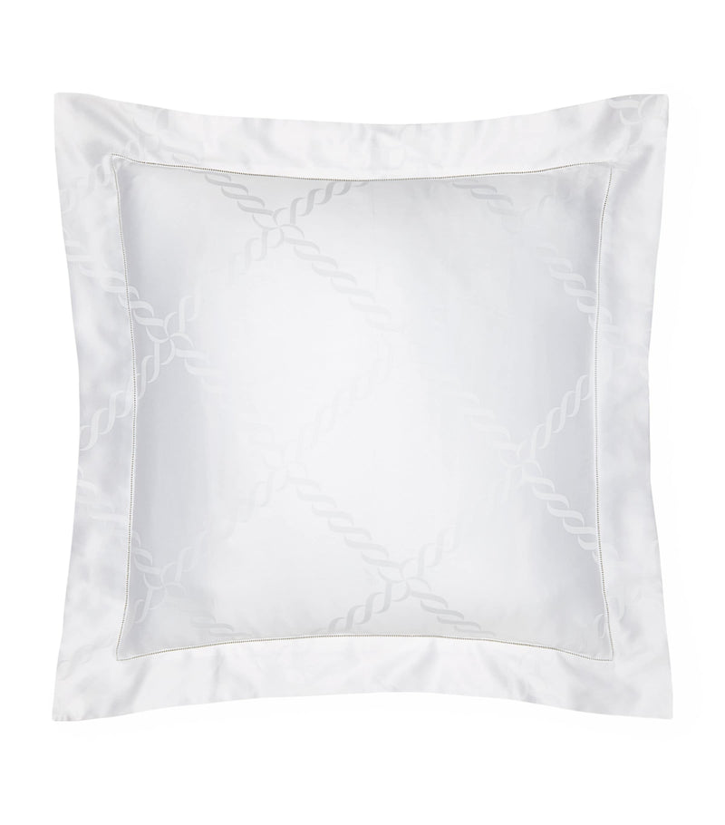 Pratesi square pillowcase with braid design 65cm x 65cm, imported from the UK