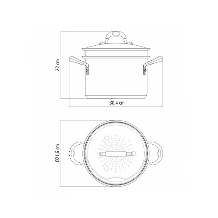 Tramontina 20cm steamer set stainless steel, UK version