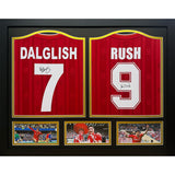 Allstarsignings signed framed Liverpool football shirts with Kenny Dalglish and Ian Rush autographs, UK version