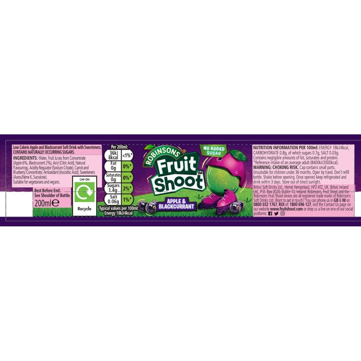 Fruit Shoot Apple & Blackcurrant squash 24 x 200ml - British product