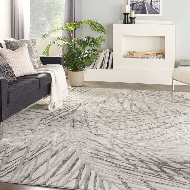 Nourison Rustic Textures Ivory & Grey area rug, imported from the UK