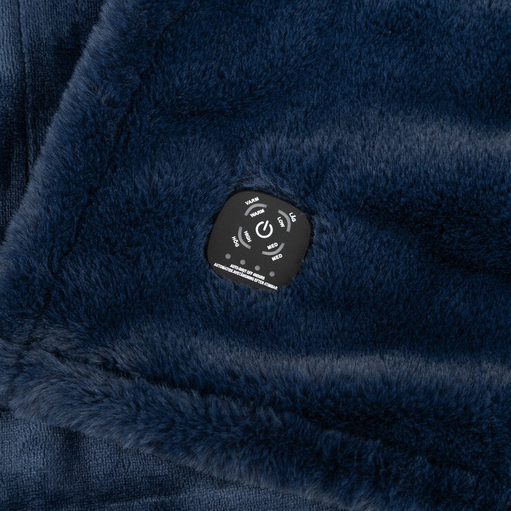 Berkshire faux fur heated throw navy 127x152 cm, imported from the UK