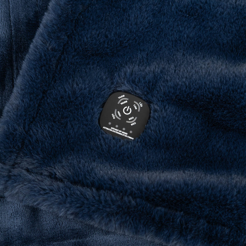 Berkshire faux fur heated throw navy 127x152 cm, imported from the UK
