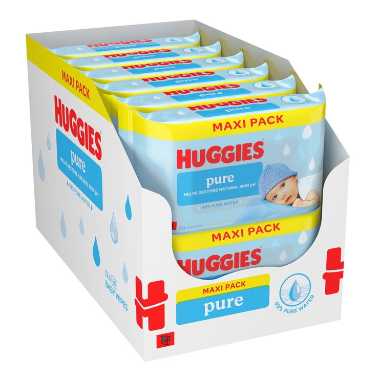 Huggies plastic free baby wipes 12x60 (British brand)