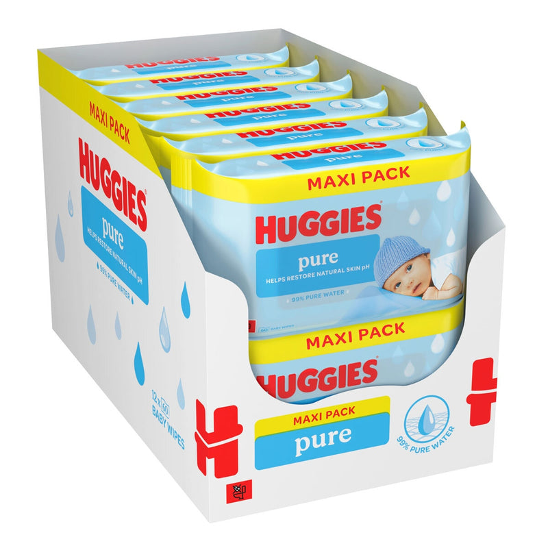 Huggies plastic free baby wipes 12x60 (British brand)