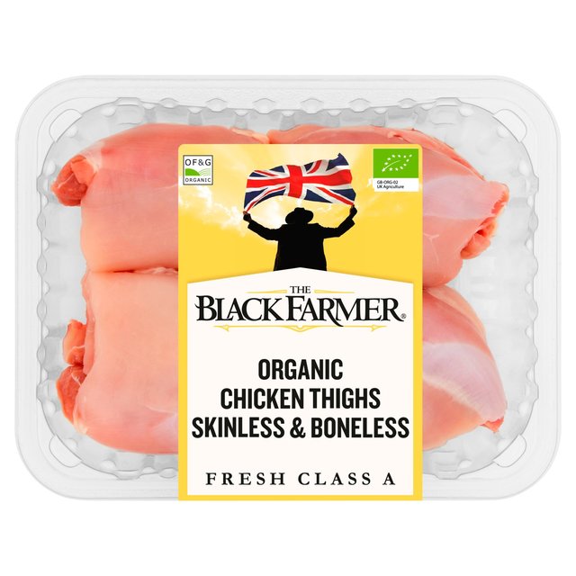 The Black Farmer Organic Chicken Thighs Skinless & Boneless   Typically: 360g GOODS M&S