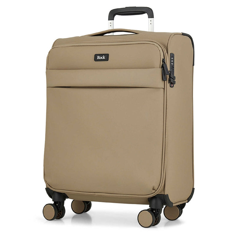 Rock luggage set 2 piece softside cabin and holdall beige - British product
