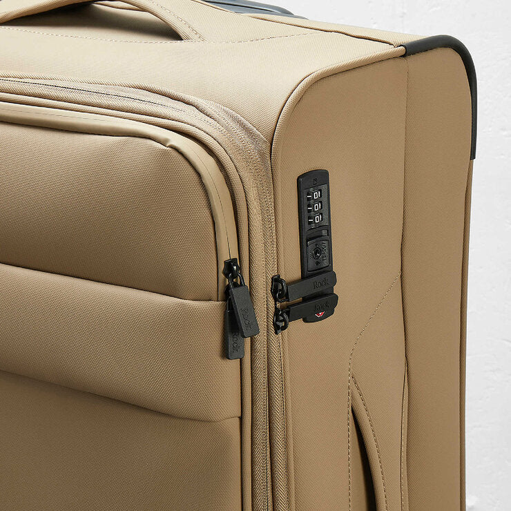 Rock luggage set 2 piece softside cabin and holdall beige - British product