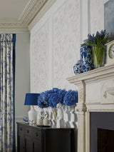 Next Laura Ashley White Oriental Garden Pearlescent A4 Wallpaper Sample- Buy online at McGrocer