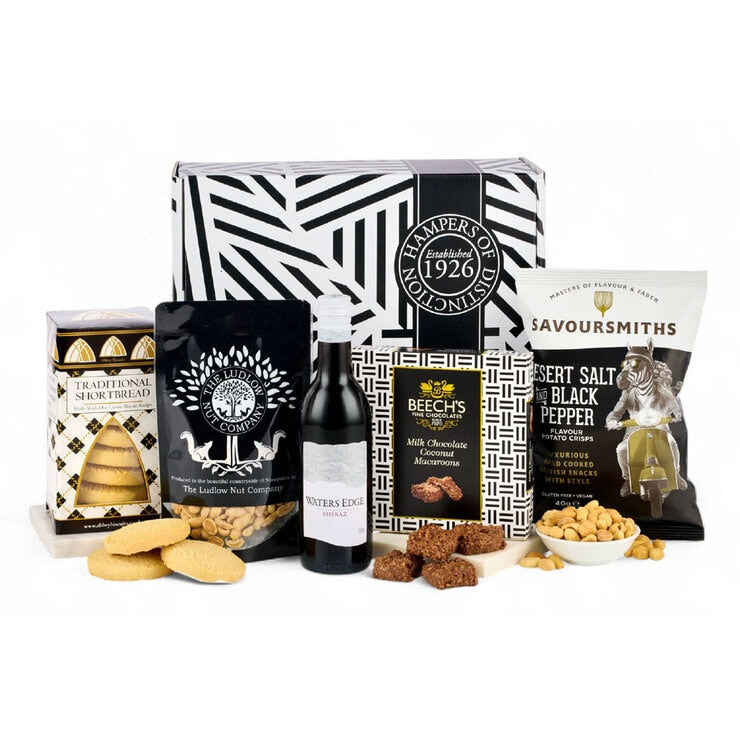 Spicers Of Hythe wine gift hamper with British treats, imported from the UK
