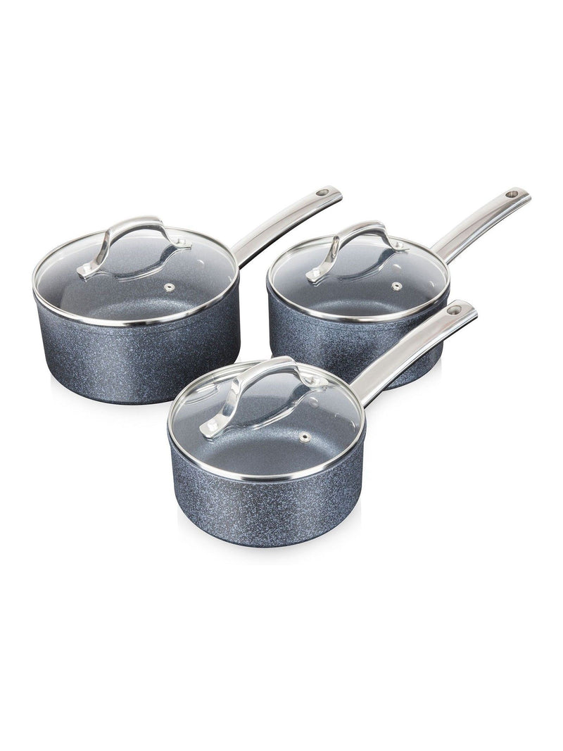 Tower TruStone grey 3-piece saucepan set (British brand)
